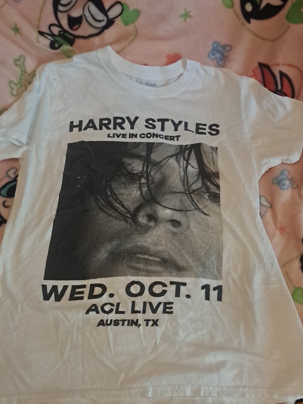Harry Styles Live In Concert Tee Austin,tx  - White with Black Print